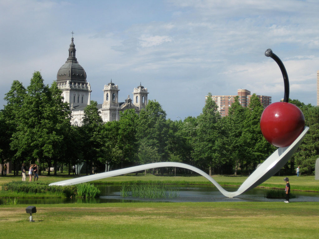 Spoonbridge with the Basilica of St. Mary Minneapolis, MN by puroticorico, on Flickr